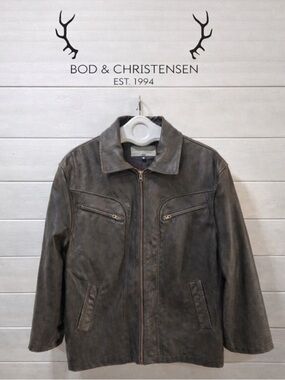 BOD & CHRISTENSEN Brown Genuine Leather Jacket Size 2XL